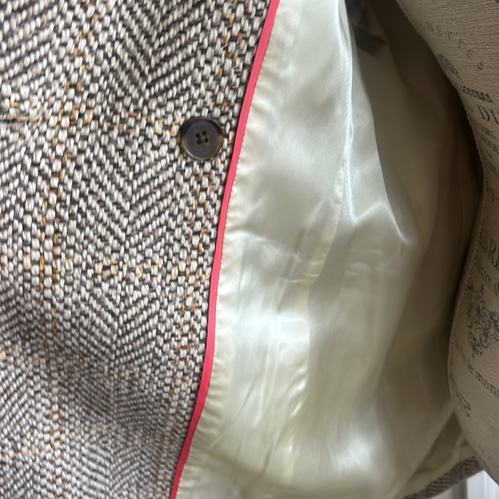 EUC J.Crew tan and brown tweed oversized button-down preppy old money pea coat - Picture 7 of 10